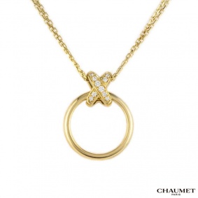 Chaumet Yellow Gold Diamond Set Liens Pendant Chaumet Yellow Gold Diamond Set Liens Pendant